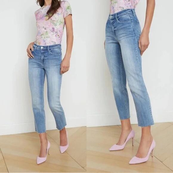L'AGENCE Sada High Rise Slim Fit Cropped Light Wash Jeans Size 31 - Picture 9 of 9
